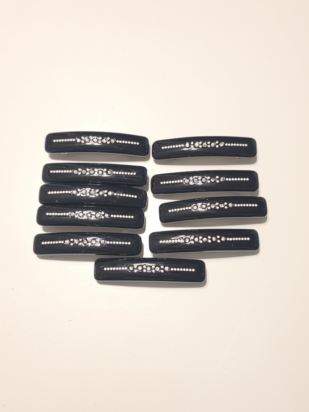 Vintage Black Rhinestone Hair Clips Set of 10 - Picture 2 of 2